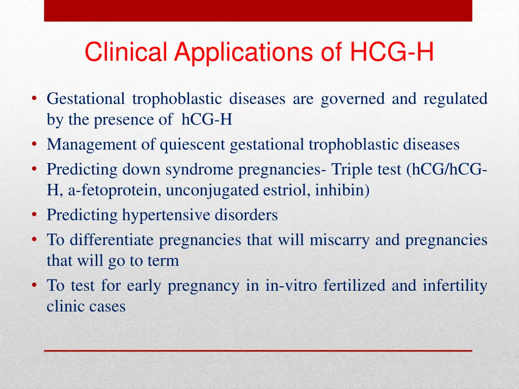 clinical applications of hcg h