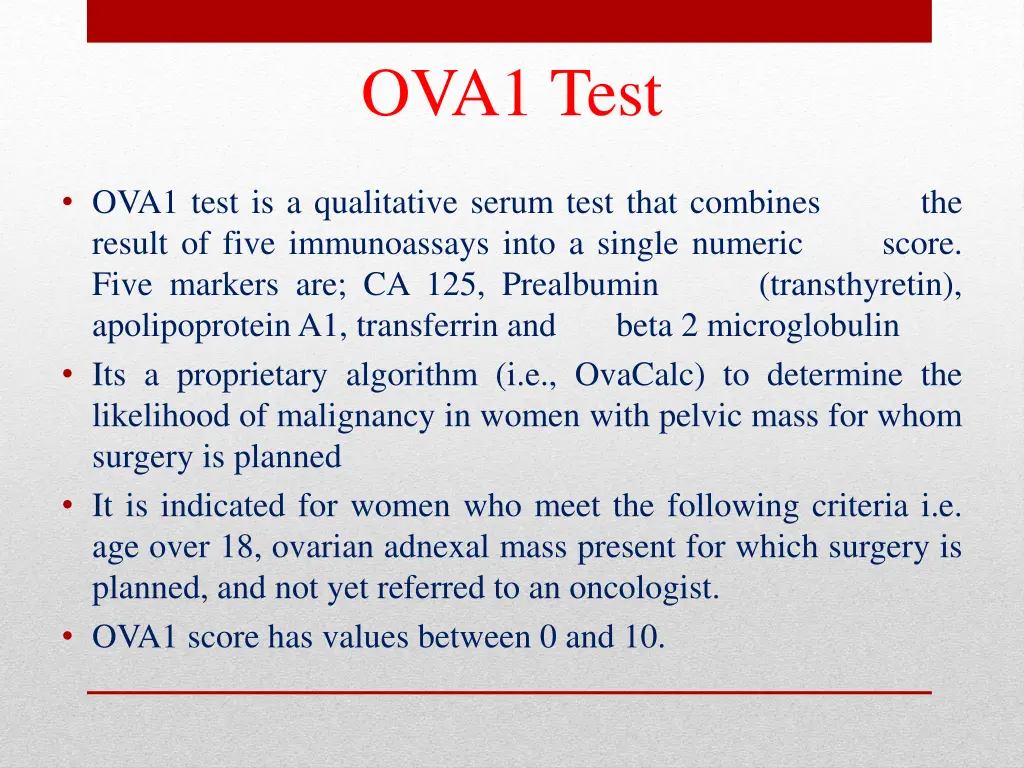ova1 test