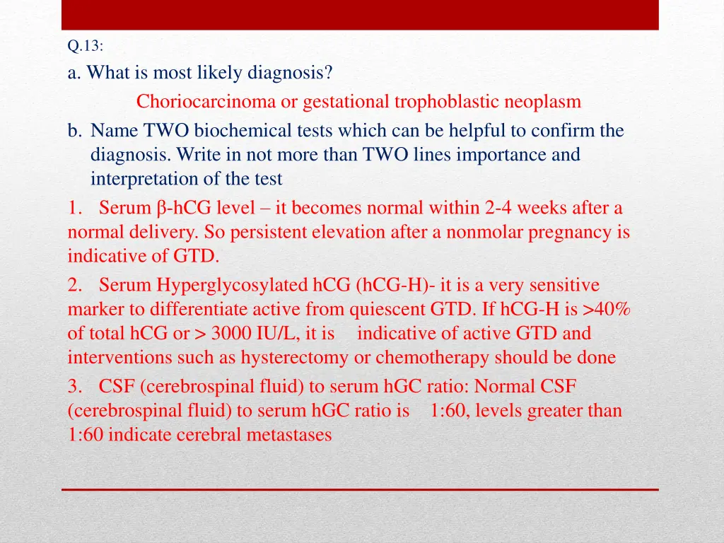 q 13 a what is most likely diagnosis