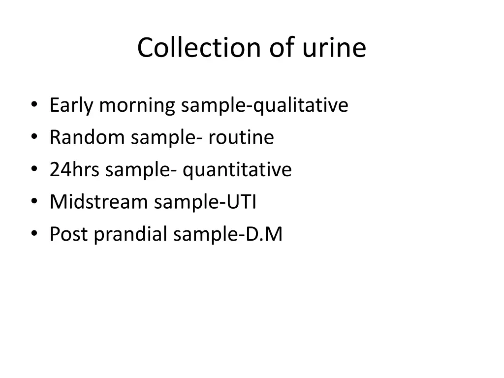 collection of urine