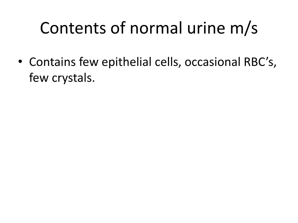 contents of normal urine m s