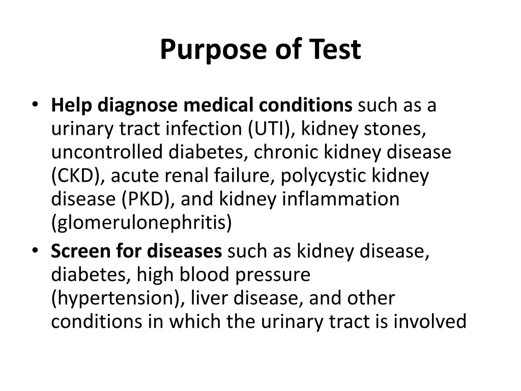 purpose of test