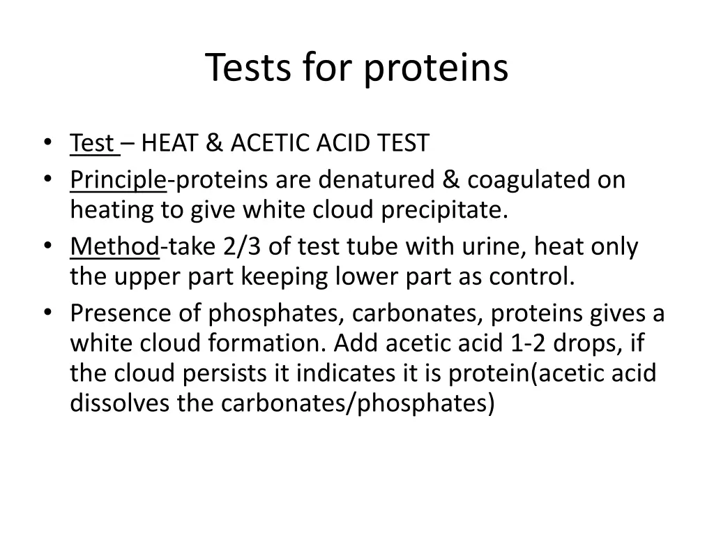 tests for proteins
