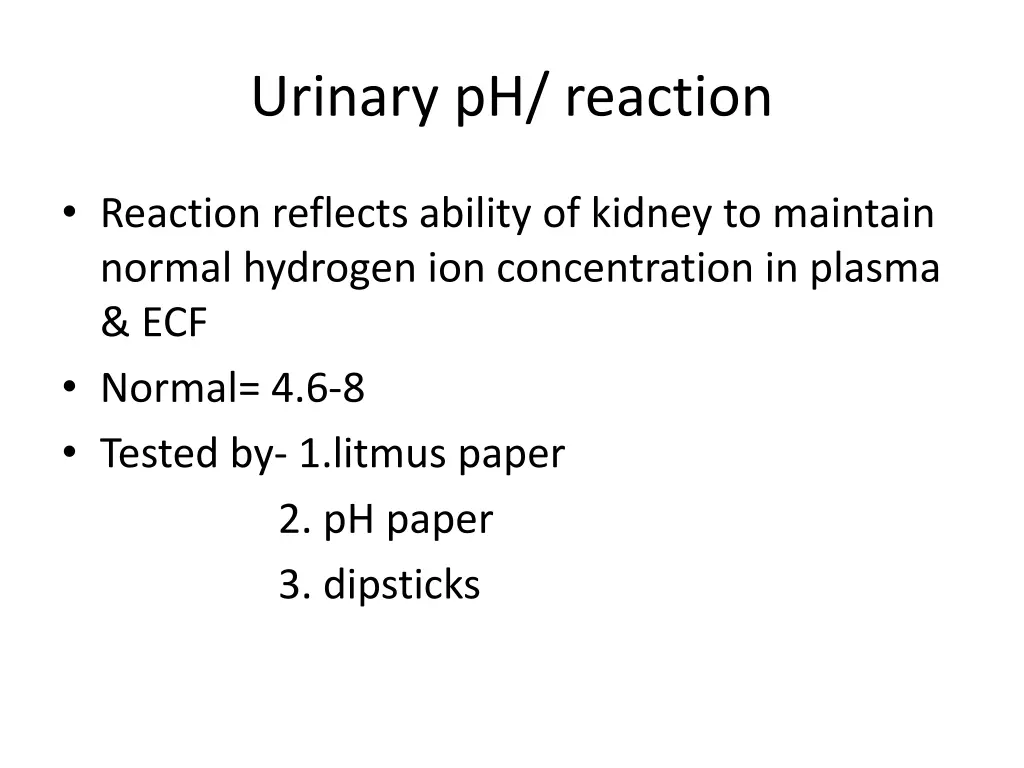 urinary ph reaction
