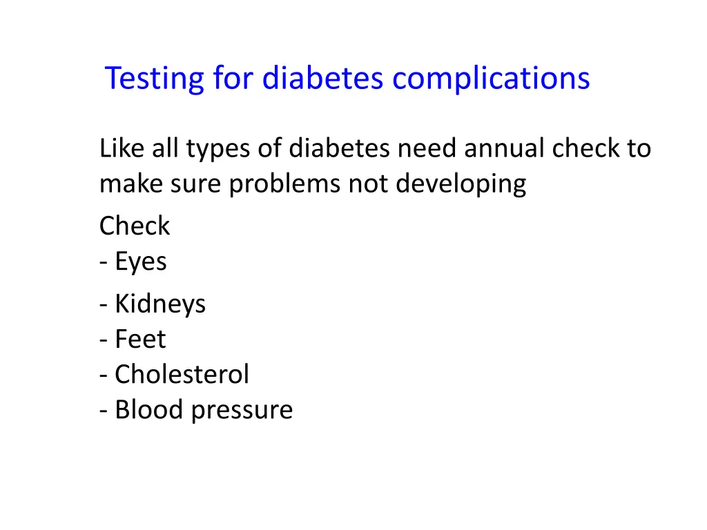 testing for diabetes complications