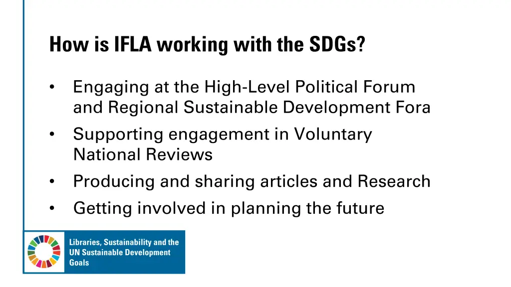 how is ifla working with the sdgs