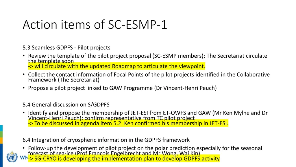 action items of sc esmp 1 1