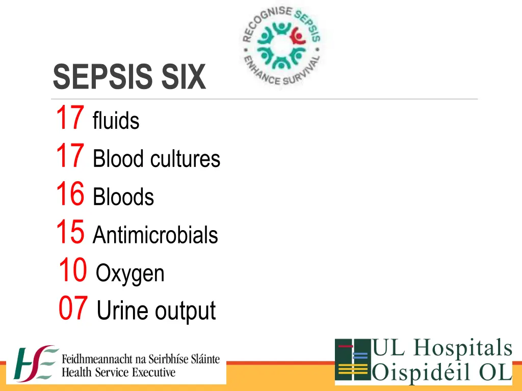 sepsis six 17 fluids 17 blood cultures 16 bloods