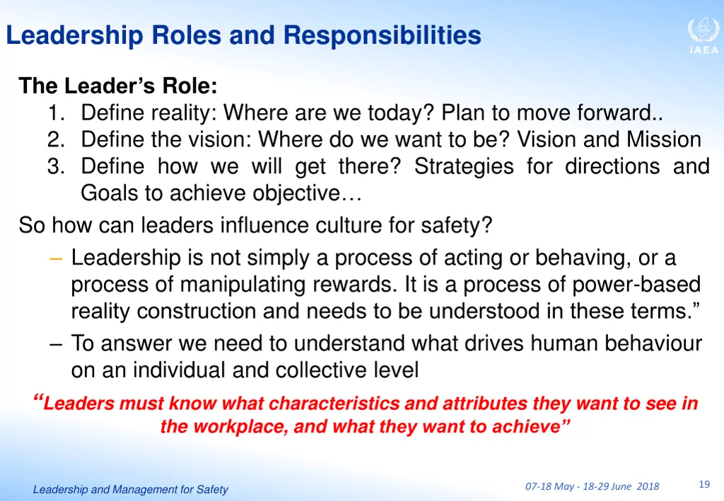 leadership roles and responsibilities
