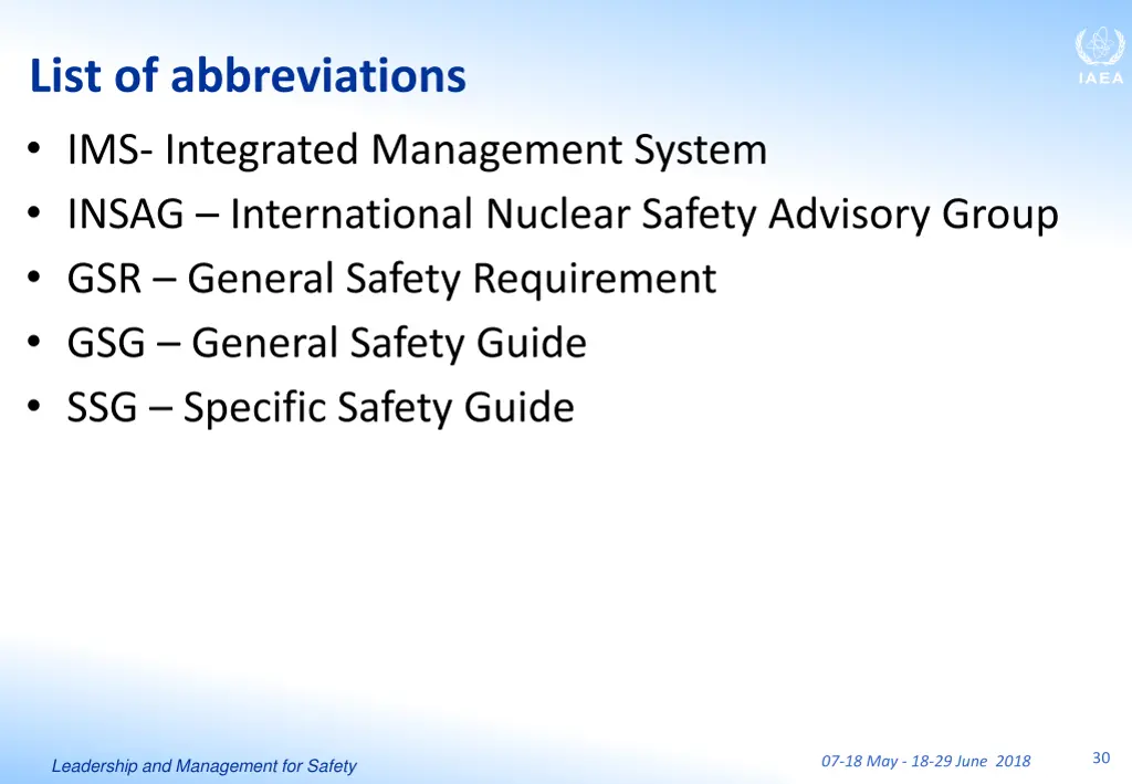 list of abbreviations ims integrated management