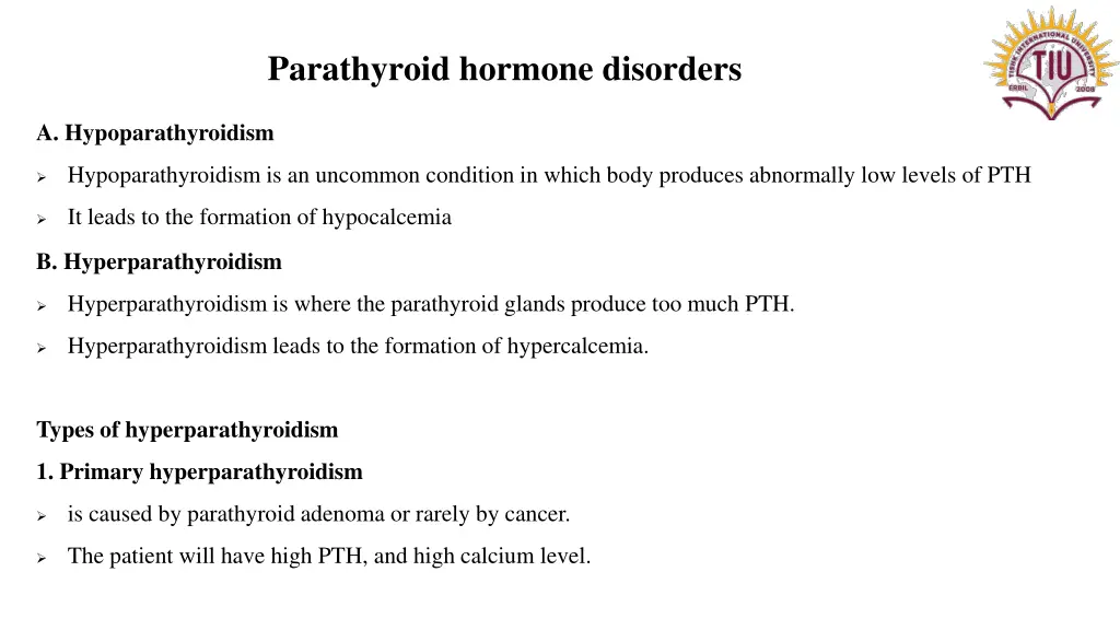 parathyroid hormone disorders