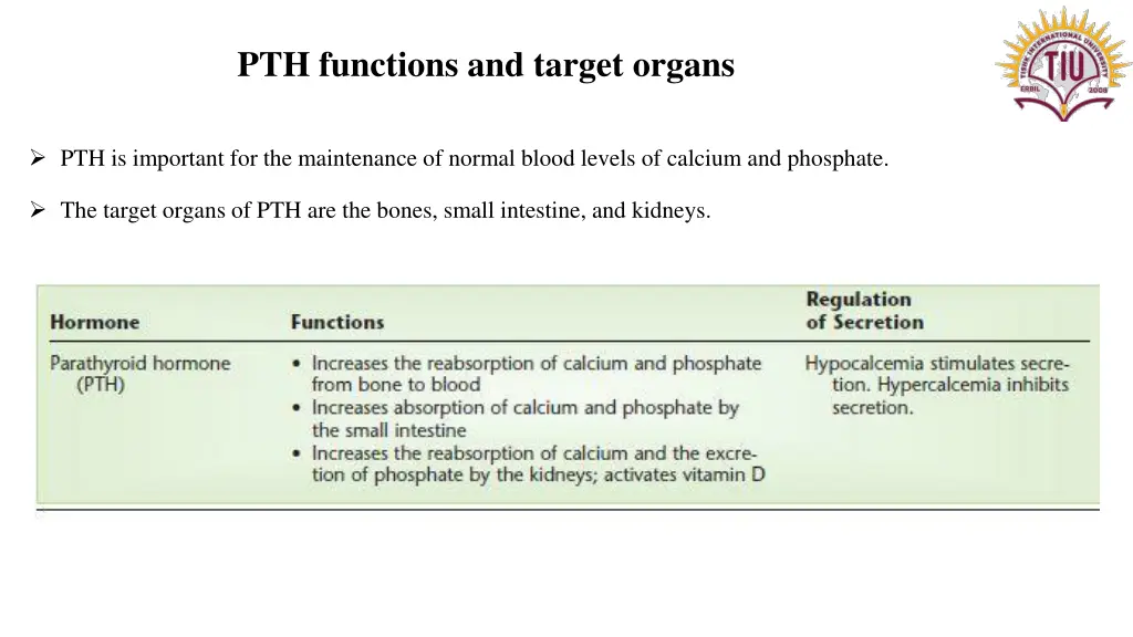 pth functions and target organs