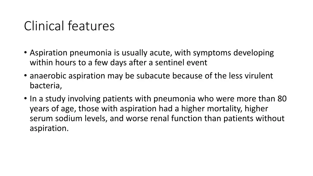 clinical features