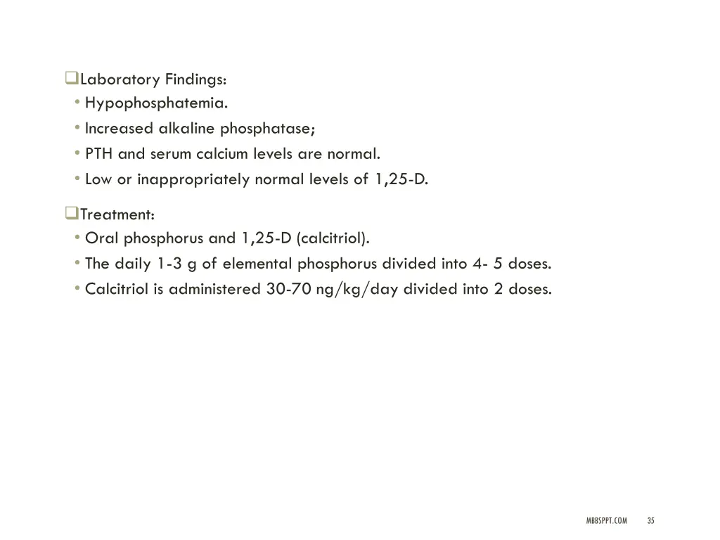 laboratory findings hypophosphatemia increased