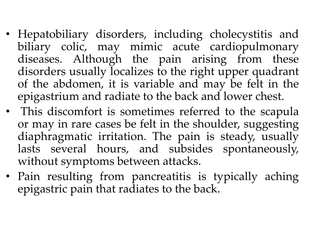 hepatobiliary disorders including cholecystitis