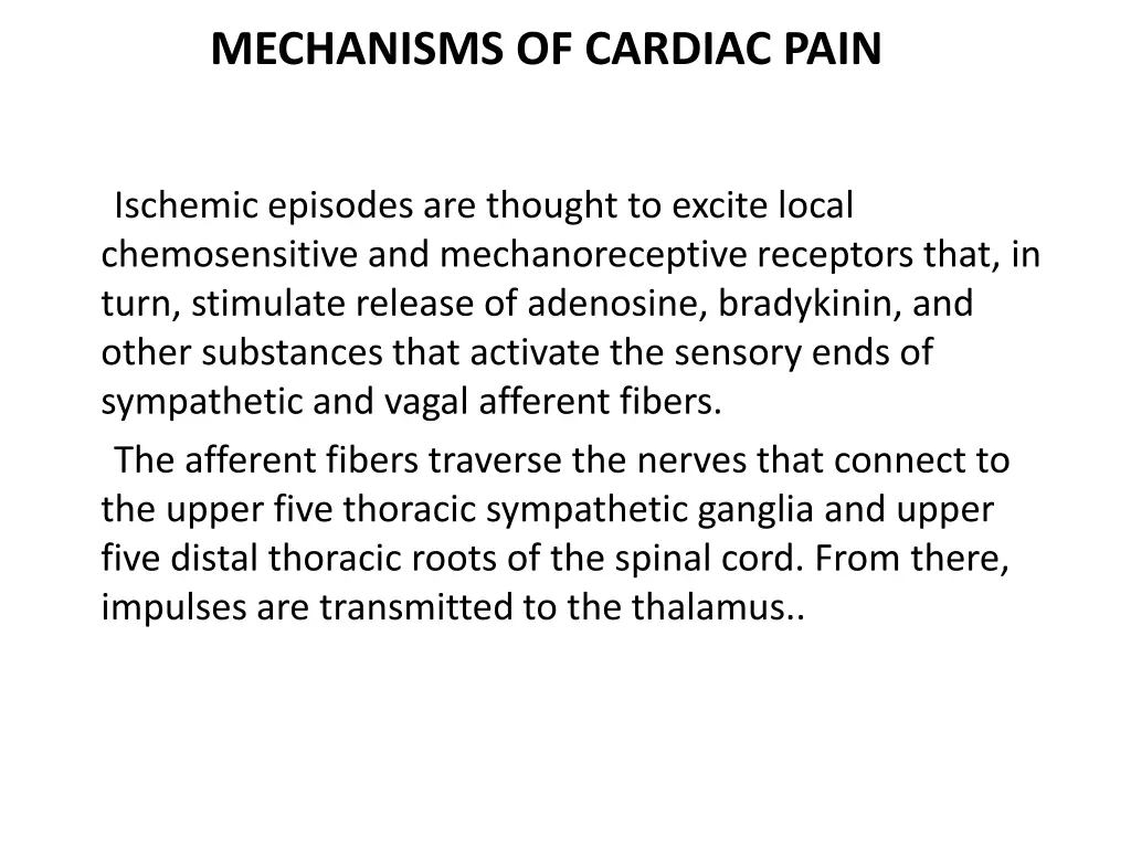 mechanisms of cardiac pain