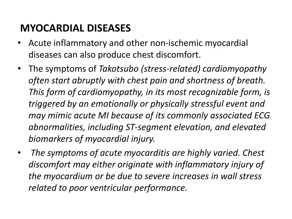myocardial diseases acute inflammatory and other