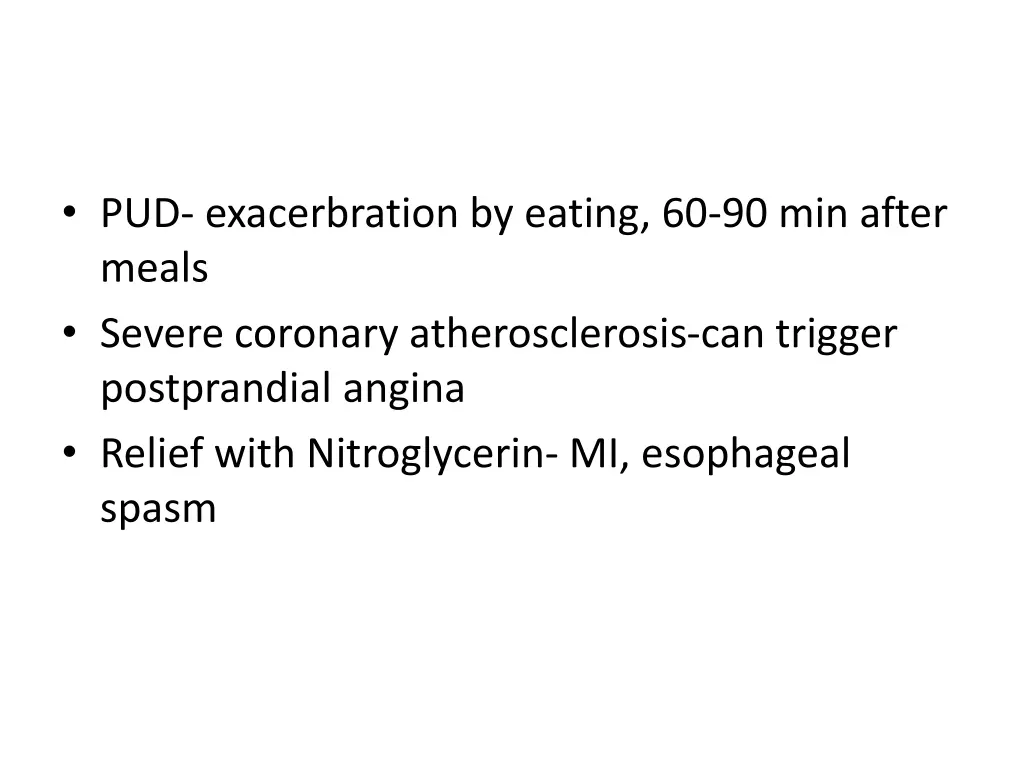 pud exacerbration by eating 60 90 min after meals