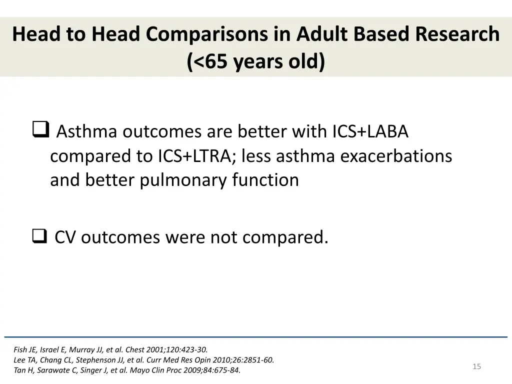 head to head comparisons in adult based research