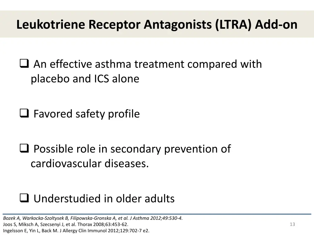 leukotriene receptor antagonists ltra add on