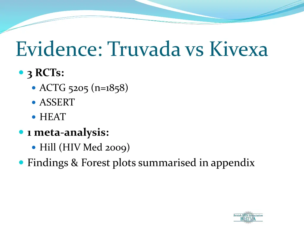 evidence truvada vs kivexa