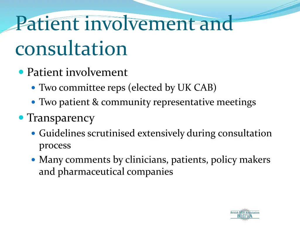 patient involvement and consultation