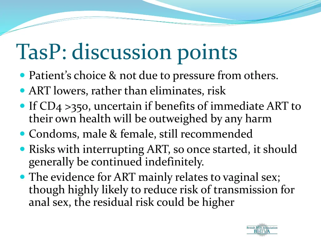 tasp discussion points patient s choice