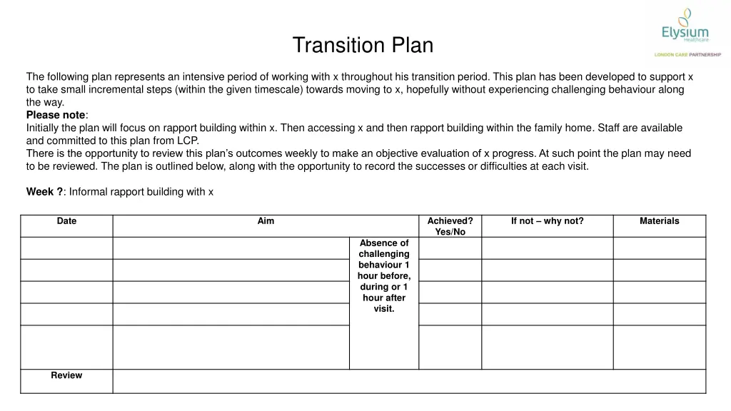transition plan