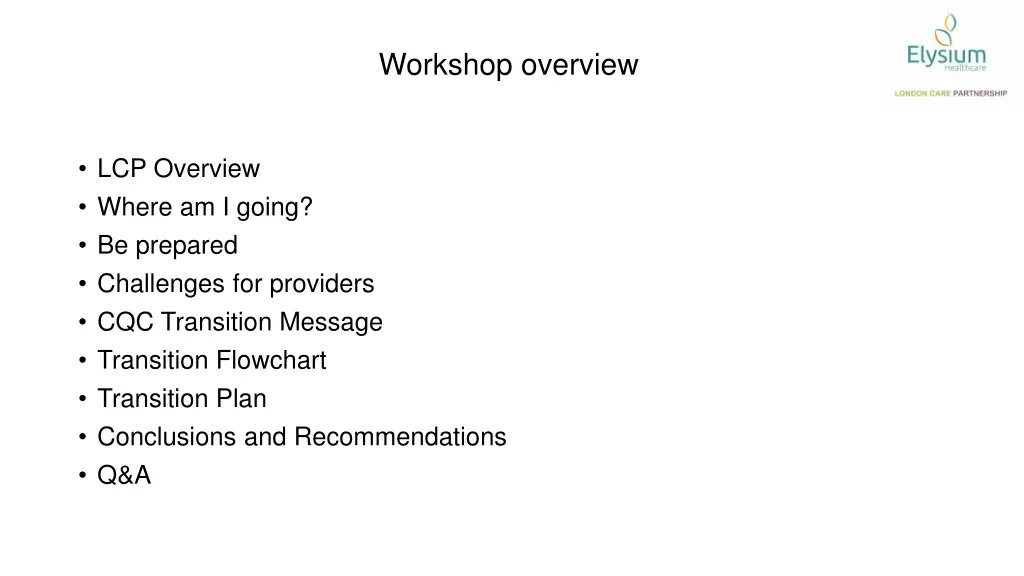 workshop overview