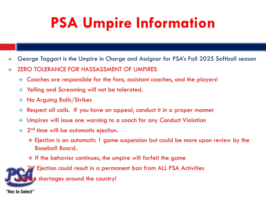psa umpire information