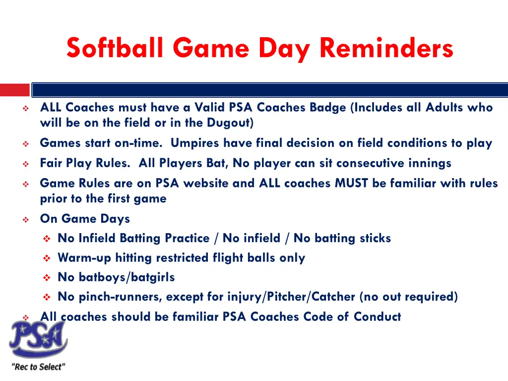 softball game day reminders