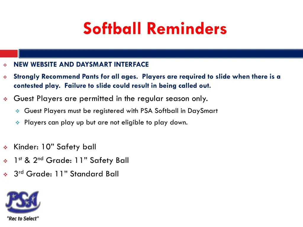 softball reminders