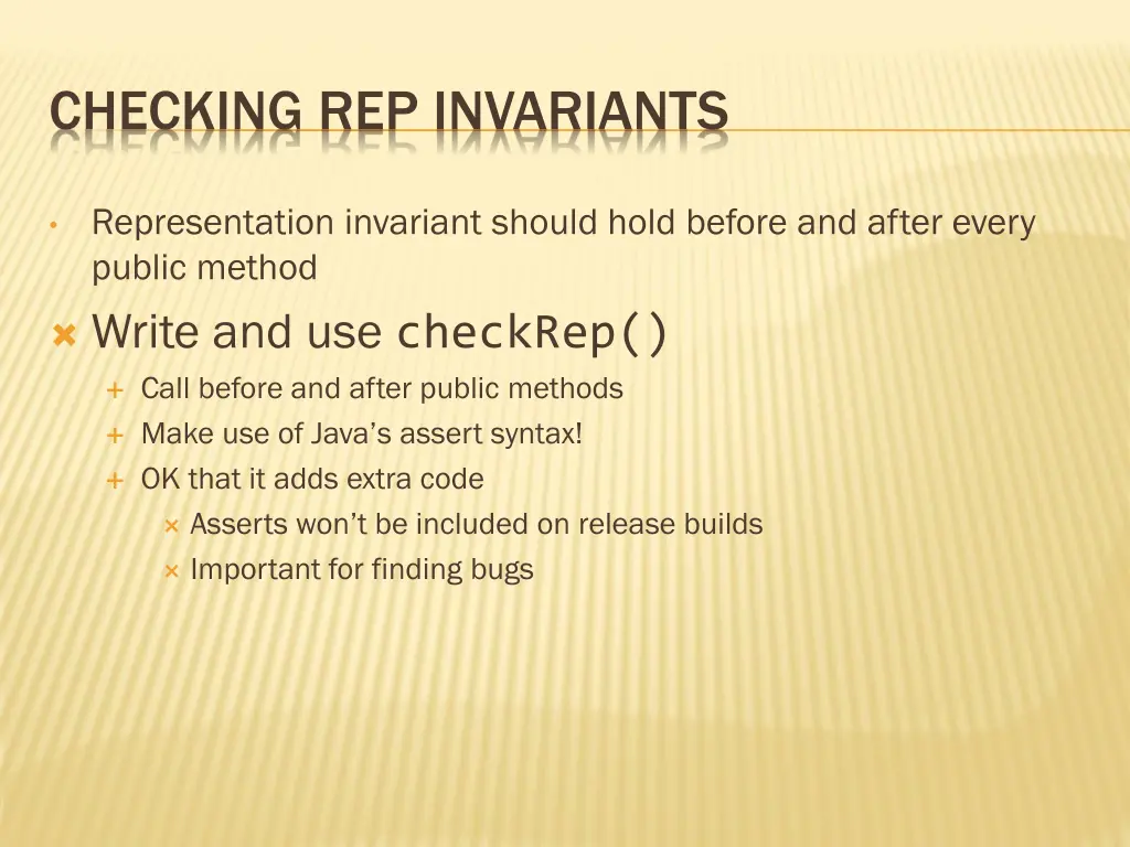 checking rep invariants