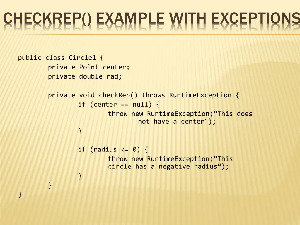 checkrep example with exceptions