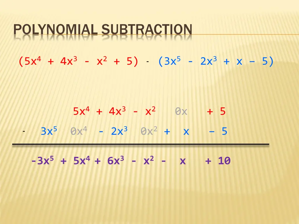 polynomial subtraction 2