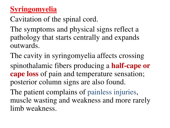 syringomyelia cavitation of the spinal cord