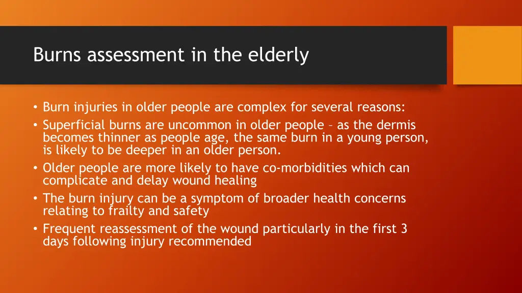burns assessment in the elderly