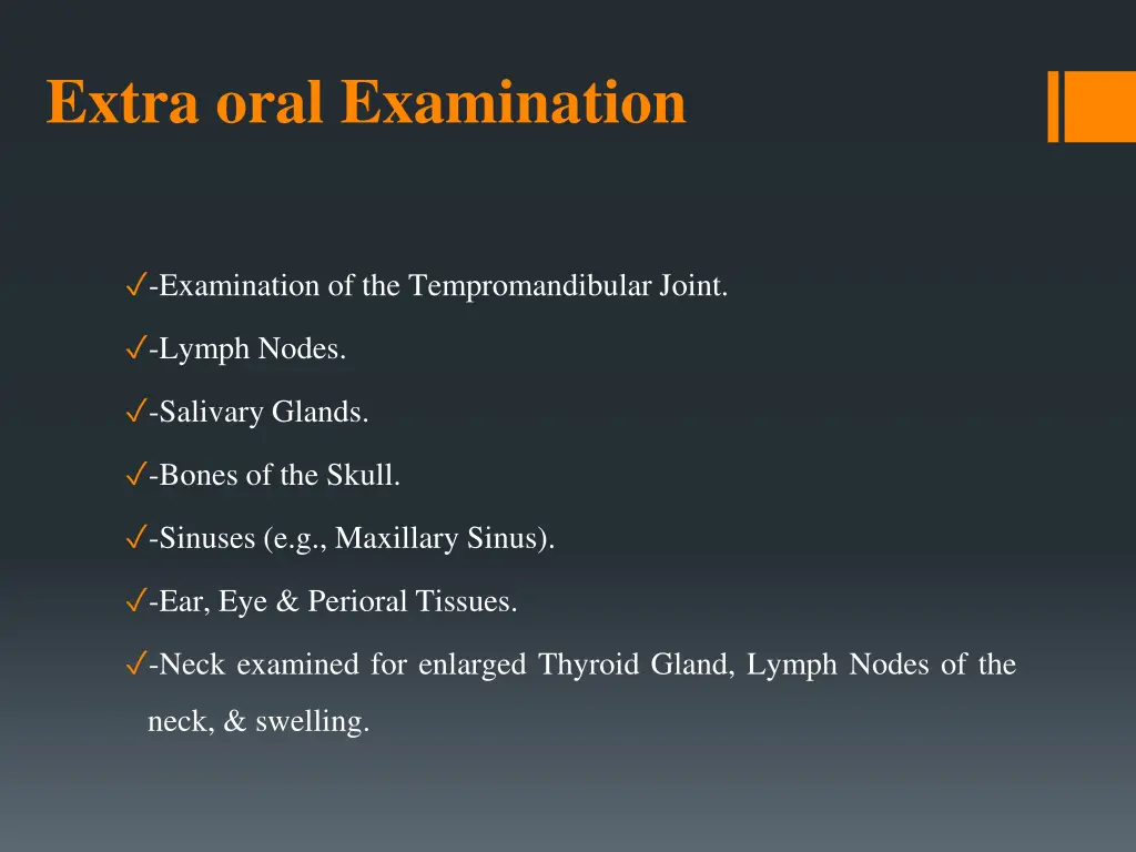 extra oral examination