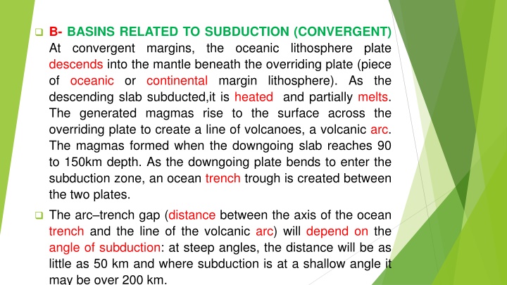 b basins related to subduction convergent