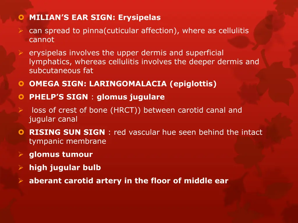 milian s ear sign erysipelas