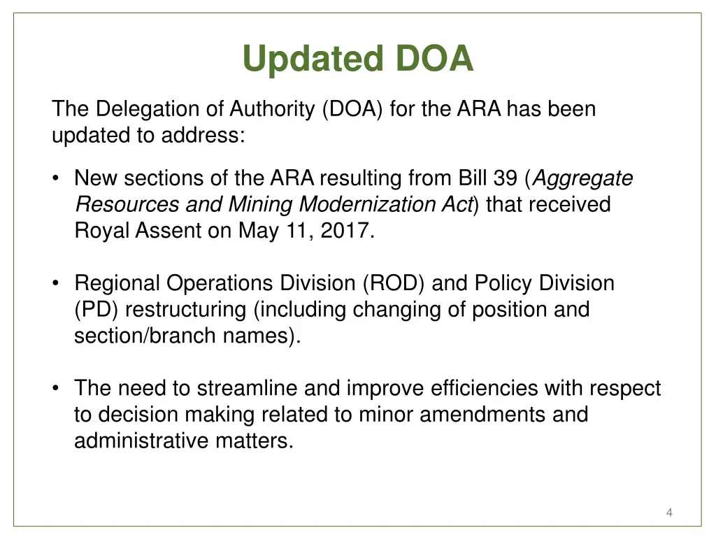 updated doa