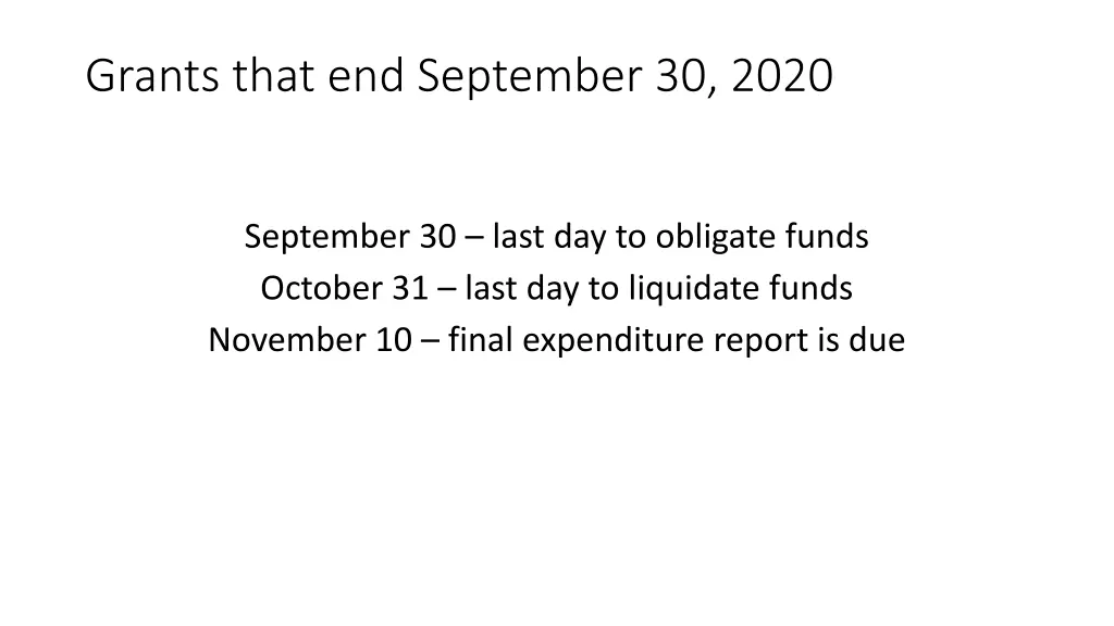 grants that end september 30 2020 1