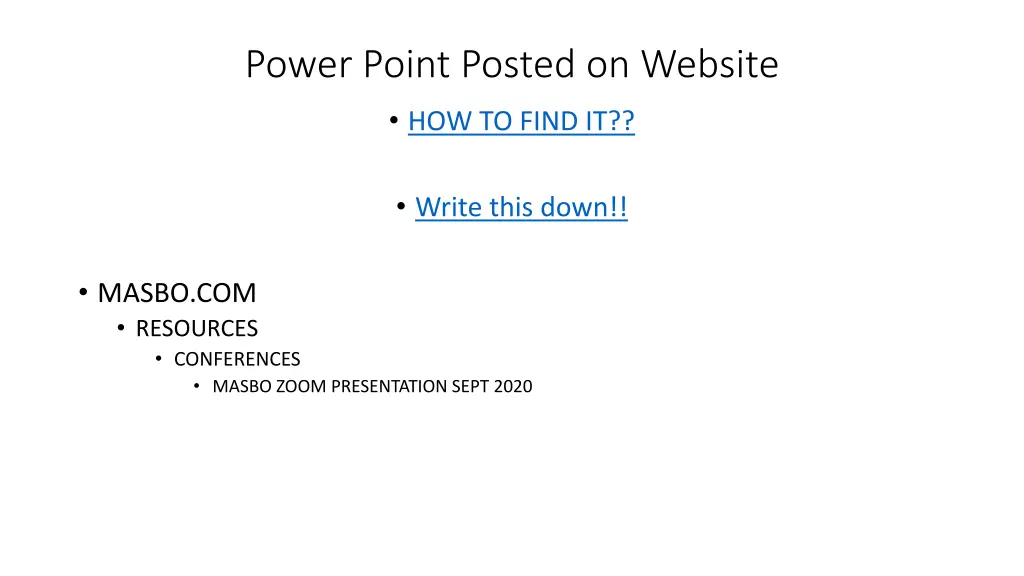 power point posted on website