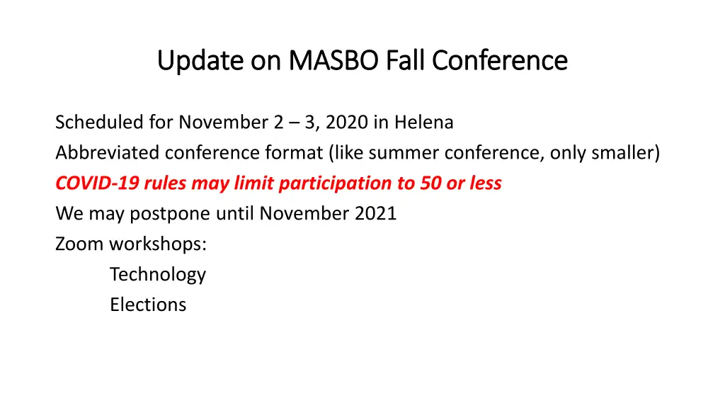 update on masbo fall conference update on masbo