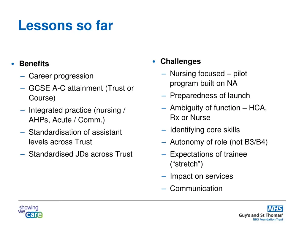 lessons so far