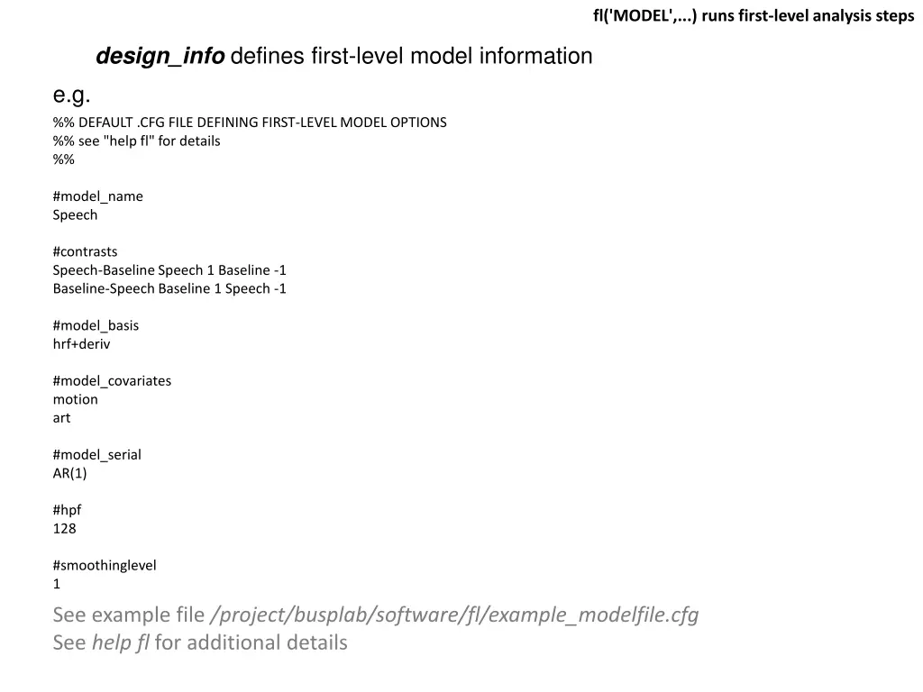 fl model runs first level analysis steps