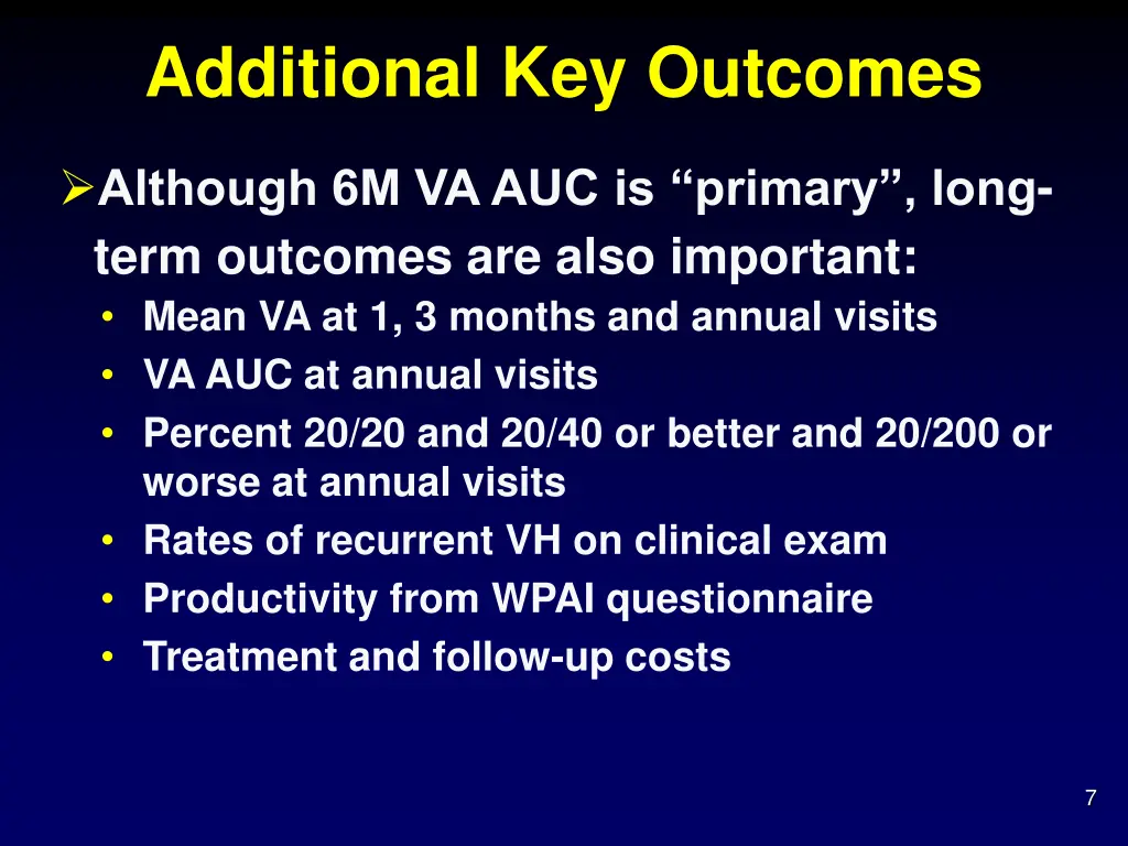 additional key outcomes