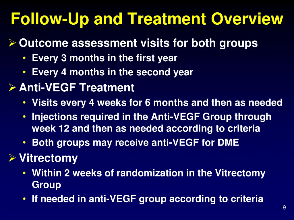 follow up and treatment overview