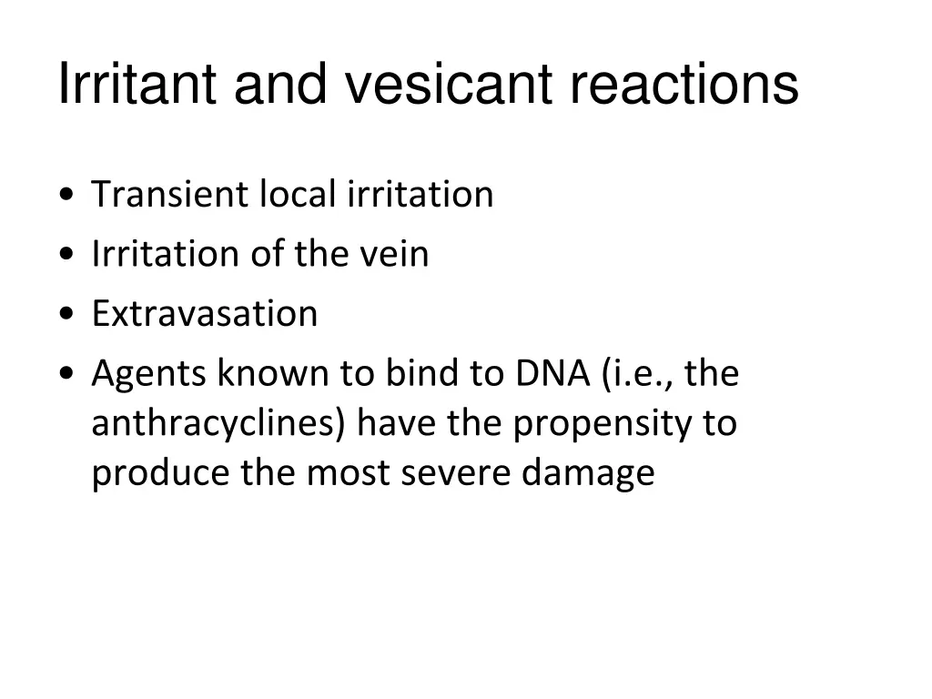 irritant and vesicant reactions