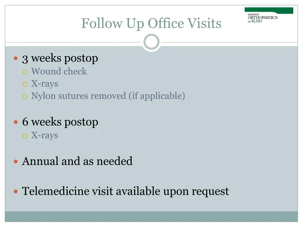 follow up office visits